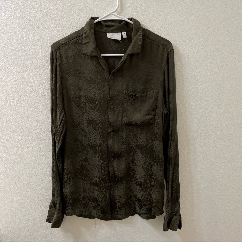 ASOS design button down shirt green medium